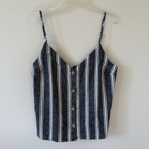 Abercrombie & Fitch Blue Striped Linen Sleeveless Cami Tank Top